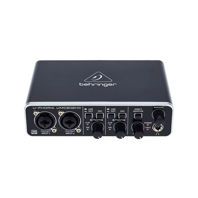 Behringer UMC202HD Sound Card 2-In/2-Out USB Audio Interface With 2 Midas Mic Preamps & 48V Phantom Power Audio Sound Equipment