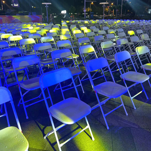 Venta al por mayor Durable al aire libre jardín playa boda evento Fiesta Wimbledon blanco plástico y acero sillas plegables - Product Image 6