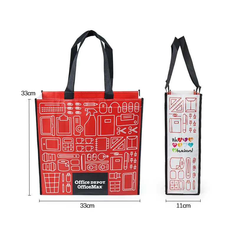 Bolsas de compras no tejidas laminadas reutilizables hechas en fábrica de China con diseño de patrón de dibujos animados para personalización impresa