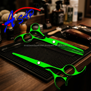 Ciseaux de barbier professionnels pour droitiers en acier inoxydable 4Cr13 avec manche long et 30 dents pour usage en salon - Product Image 2