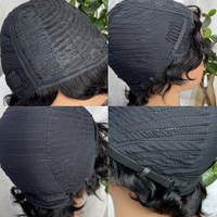 Perruque Courte Bouclée à Couper, Cheveux Humains Vierge Brésiliens Remy, Fabriquée à la Machine pour Femmes Noires, Courte et Dégradée, Dentelle Élastique, Densité 150%
