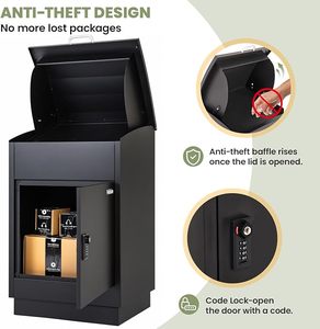 JH-Mech Parcel Lock Drop Box Diseño minimalista moderno ultraestable estructural Buzón de grabado personalizado con caja de paquetes - Product Image 3