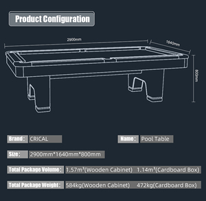 Mesa de Billar Americana Premium Crical de 9 Bolas, 3 Piezas, 25 mm de Grosor, Pizarra de Alta Calidad, Estilo Profesional para Torneos, Cl2-1 25m - Product Image 5