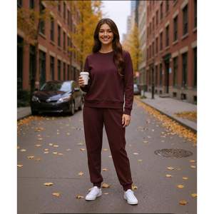 Ensemble de survêtement 2 pièces pour femme : sweat-shirt et pantalon de jogging assortis, tenue décontractée d'automne avec poches, vêtements de détente pour femme - Product Image 2