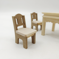 Maison de poupée de poche Art Déco carrée, ensemble de 5 pièces, mini modèle de jouet, table à manger, chaise, meubles miniatures en bois pour anniversaire