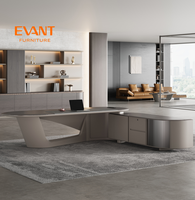 Escritorio Ejecutivo en Forma de L de Estilo Moderno, Duradero y de Lujo, con Mesa de Madera, Panel de Melamina, Cajones, para Uso en Oficina en Casa