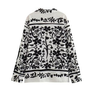 TAOP & ZA 2023 baju wanita lengan panjang, baju belah samping linen dicampur longgar modis 8026460 - Product Image 2