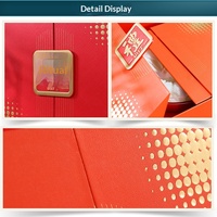 Boîte cadeau universelle rouge en acrylique de style chinois à double porte avec estampage à chaud de l'étiquette premium pour les quatre trésors et compléments de santé