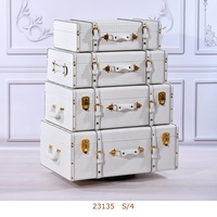 Valisette vitrine vintage rétro en bois Rectangle Boîte de rangement pour la maison Cube Bacs de rangement Ensemble de bagages