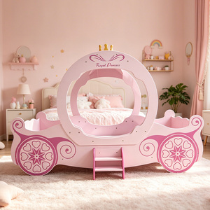 rosa principessa telaio del letto a tema fiabesco ragazze letto a baldacchino in legno per bambini letto per bambini - Product Image 1