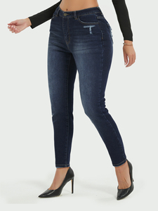 Women's High Waist <b>Stretch</b> Skinny <b>Denim</b> Pants Custom Summer Casual Solid Color Slim Fit Jeans Elastic Pencil Trousers-Wholesale - Product Image 3