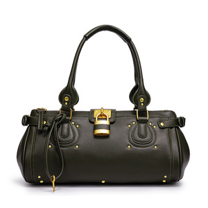 Fashionable <strong>Women</strong> Multi Pocket Boston Handbags <strong>for</strong> Lady Elegant Satchel <strong>Bags</strong> with Big Lock Maroon Shoulder <strong>Bags</strong> From Guangzhou - Product Image 4