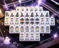 En Stock: Nuevo Set de Mahjong de Lujo Personalizado con Temática de Halloween, 160 Fichas, Portátil, Ecológico, de Acrílico, Entretenimiento Americano