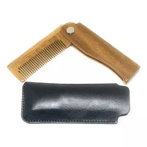 hot sale sandalwood fragrance folding comb private logo wooden beard hair v comb