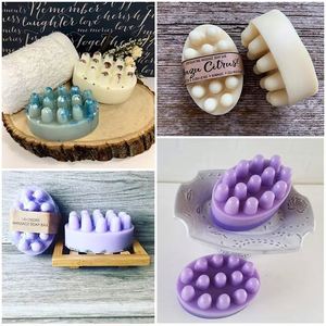 Moule en silicone personnalisé pour la fabrication de savons ovales créatifs à bulles massantes, 4 cavités, vente en gros, DIY - Product Image 4