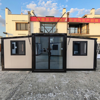 Maison préfabriquée en acier moderne de luxe, 20 pieds/40 pieds, isolée, respirante, conteneur portable, extensible, boutique prête à l'emploi, installation rapide