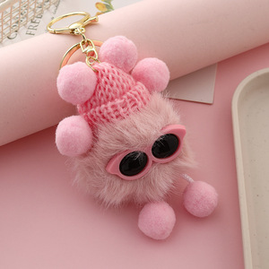 Pendentif porte-clés en fourrure de vison, breloque mignonne pour sac, pendentif de voiture, petite <span class=keywords><strong>boule</strong></span> de fourrure - Product Image 3