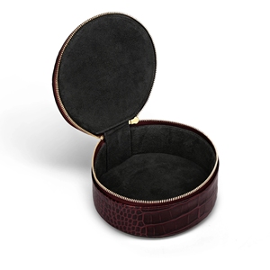 Luxury Small Round Crocodile Leather Box Leather Jewelry Case Mini Zipper Travel Jewelry Handmade Bag