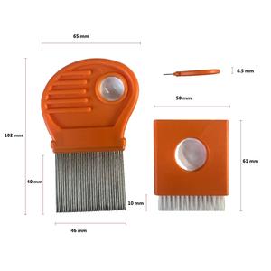 Manico in plastica in acciaio inox aghi protetti pidocchi pidocchio pidocchio pettine con Nylon spazzola autopulente - Product Image 2