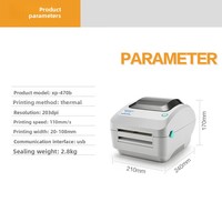 Printer Label Barcode Thermal Resolusi Tinggi 200 DPI Xprinter XP-470B Antarmuka USB Tersedia