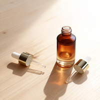 Flacon compte-gouttes en verre pour cosmétiques, nouveau design, 30 ml, fond épais, épaule plate, avec logo personnalisé