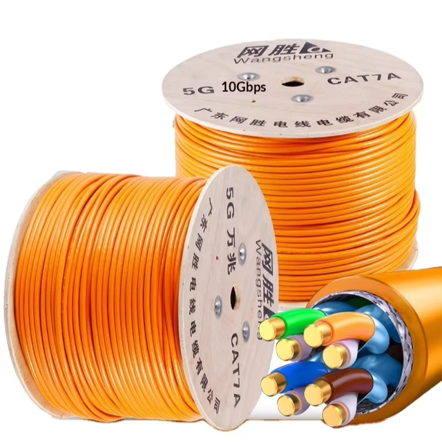 WANGSHENG SFTP Cat7 Indoor Ethernet Cable 305m 23AWG 8-Conductor BC CCA High-Speed Network for Home/Office Use PVC