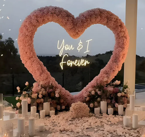 مصنوع يدويًا وردي وقلب وردي وقلب قوس زهور على شكل قلب خلفية زهور قوس زفاف لعيد الحب - Product Image 6