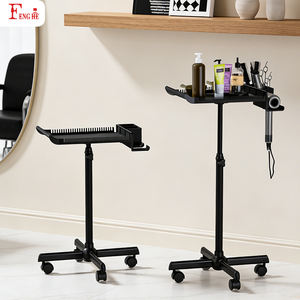 Chariot de salon noir à roulettes réglable en hauteur pour extensions de cheveux et coloration de perruques - Product Image 3