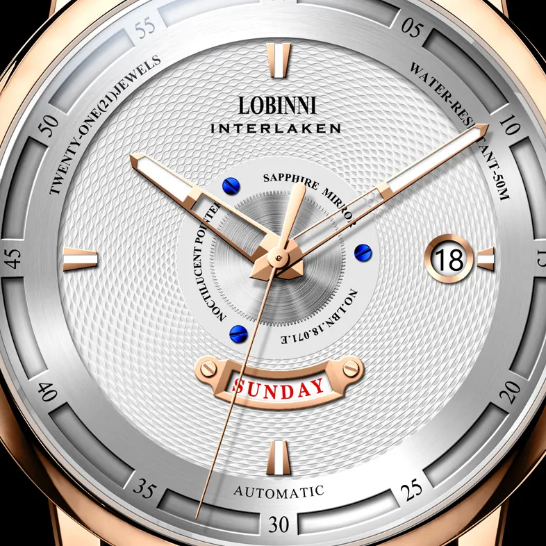 LOBINNI 18071 reloj de pulsera de estilo minimalista personalizado relojes mecánicos luminosos hombres automáticos