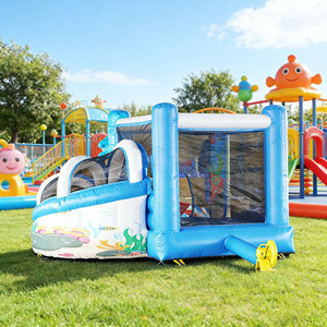 Château gonflable combiné toboggan pieuvre thème Monde Marin en PVC pour usage commercial extérieur, installation facile pour tout-petits - Product Image 4