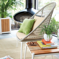 Conjunto de sofás trenzados de aleación de aluminio para exteriores, conjunto de muebles de jardín y villa con cuerda, mesas y sillas