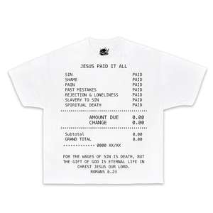 Camiseta Gráfica 'Jesus Paid It All' de Corte Holgado, Estilo Urbano Y2K, Regalo de Navidad para Mujer, 100% Algodón Jersey, Cuello Redondo - Product Image 1