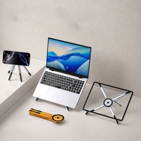 Support portable pour ordinateur portable à hauteur réglable pour bureau et voyage, support magnétique en aluminium pour téléphone, trépied universel pour téléphones/tablettes