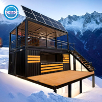 Maison conteneur de luxe portable, préfabriquée, solaire, pliable et extensible avec panneaux, batterie et piscine