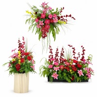 Ensembles d'arrangements de fleurs artificielles en soie, toile de fond murale de mariage avec support au sol et centre de table, décoration pour fêtes et hôtels, 6 couleurs