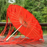 Parasol en soie de style chinois avec ruban à pompons et poignée en bambou, accessoires pour la danse, le cosplay, la photographie, les mariages, vente en gros, usine chinoise