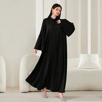 Abaya Longue Modeste Personnalisée à Manches Évasées pour Femme Musulmane 2026 – Abaya Décontractée Unie à Manches Trompette Amples