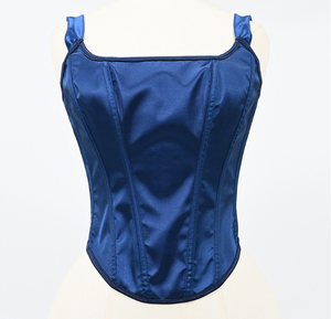 Top Corsé de Satén Elegante para Mujer, Top Corto Brillante de Seda con Cuello Cuadrado, Bustier Sexy para Fiesta Nocturna y Club, con Tirantes Anchos y Diseño de Espina de Pescado - Product Image 3