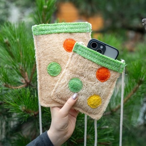 Funda para iPhone de Material de Lufa Natural Ecológica, Color Personalizable, Cosida a Mano, Transpirable, Estilo Ins - Product Image 4