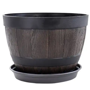 Maceta de <span class=keywords><strong>madera</strong></span> imitada, macetas de jardín de plástico PP de uso duradero para exteriores o interiores - Product Image 3