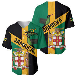 Jersey Bisbol Jamaika Hari Ke-64 Hari Kemerdekaan Kebanggaan Jamaika Kemeja Bisbol Poliester Kasual Pria Berkualitas Tinggi - Product Image 2