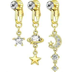 Nouveau <span class=keywords><strong>piercing</strong></span> de <span class=keywords><strong>nombril</strong></span> sans perçage pour femmes européennes et américaines, en acier inoxydable, avec zircon, motifs étoile, Saturne, lune, style sexy - Product Image 1
