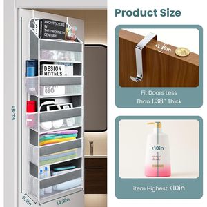 Over The Door Organizer 5 Shelves 8 Pockets Heavy Duty Mesh <b>Rack</b> For Storage Behind Doors Or Walls - Product Image 3
