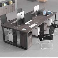 Bureau de poste de travail modulaire classique avec cloisons séparées en noir, blanc et gris avec tiroirs