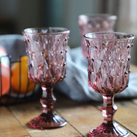 Verre à vin de mariage vintage sans plomb, orné de perles colorées, 200 ml (6,5 oz), vert, violet, gris, pour événements - Vente en gros