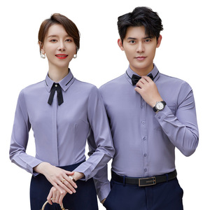 Unisex <b>Professional</b> Long Sleeve Shirt Solid Color Polyester Poplin No-Wrinkle Treatment Restaurant Bar Uniform - Product Image 5