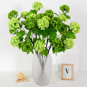 Flor Artificial de Hortensia de 3 Cabezas, Flores de Seda Verdes para Decoración de Bodas, Hogar y Exteriores - Product Image 1