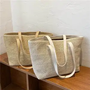 2023 Large Casual Shoulder Handmade Basket Shopping Ladies New Design Hand Bag Summer Beach Tote Straw Bag