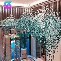 Lustre en verre personnalisé de luxe pour salle d'exposition, grand hall d'hôtel, décoration LED moderne en cristal sur mesure