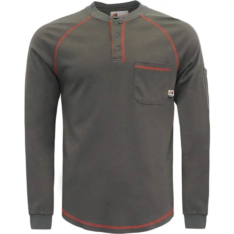 Camisas moda seguridad ignífugo ropa FRC Henley Flame Resistant Shirt